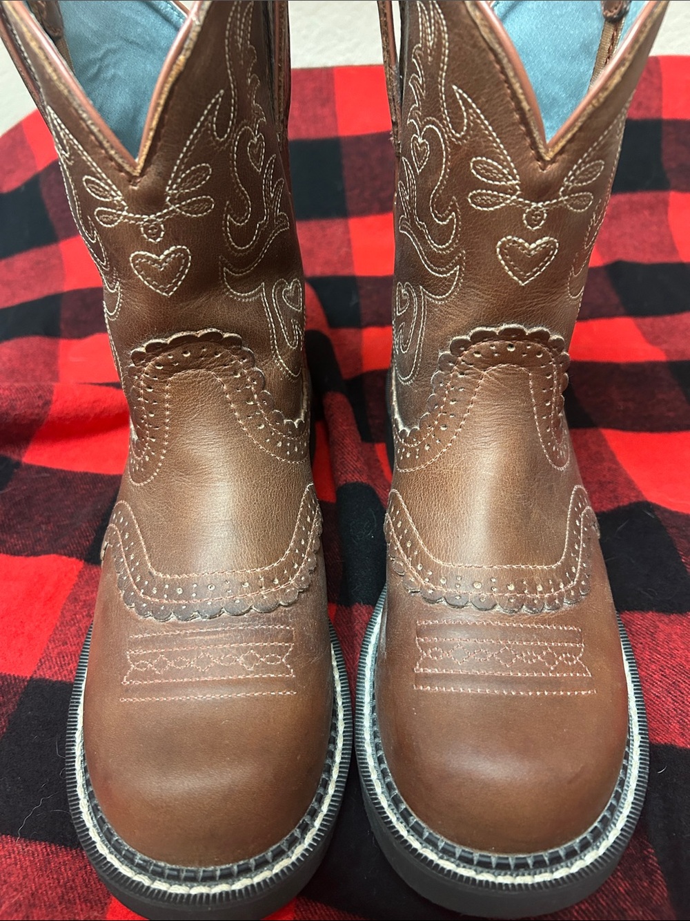 ARIAT FATBABY SADDLE BOOTS IN BROWN size 9 EUC - Picture 11 of 17